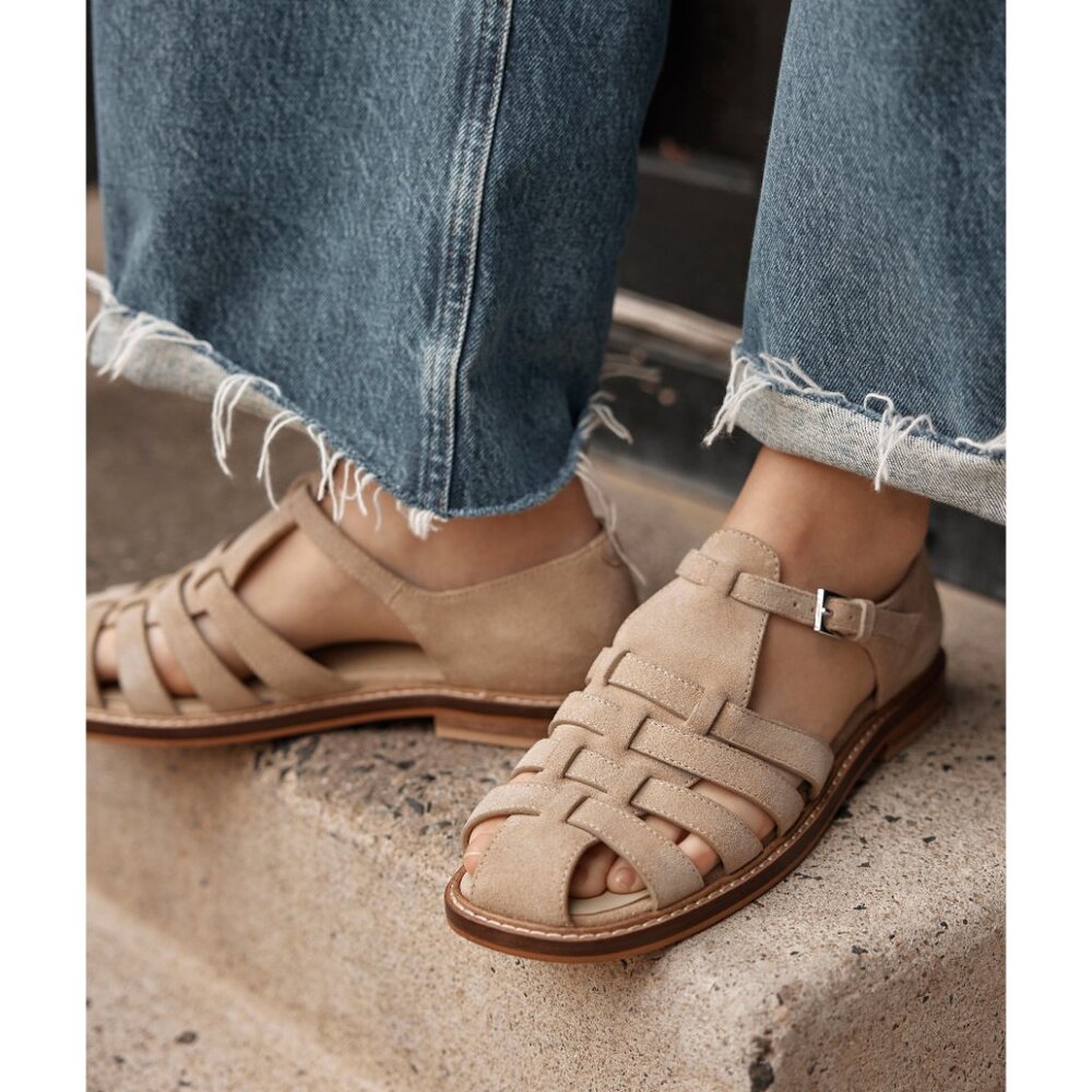 Free People Beige Suede Fisherman Sandals